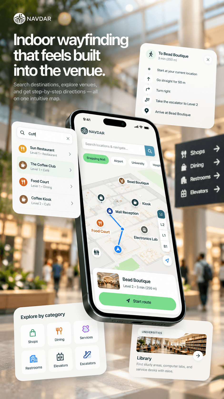 NavDar — Enterprise Indoor Wayfinding & Venue Navigation screenshot 2