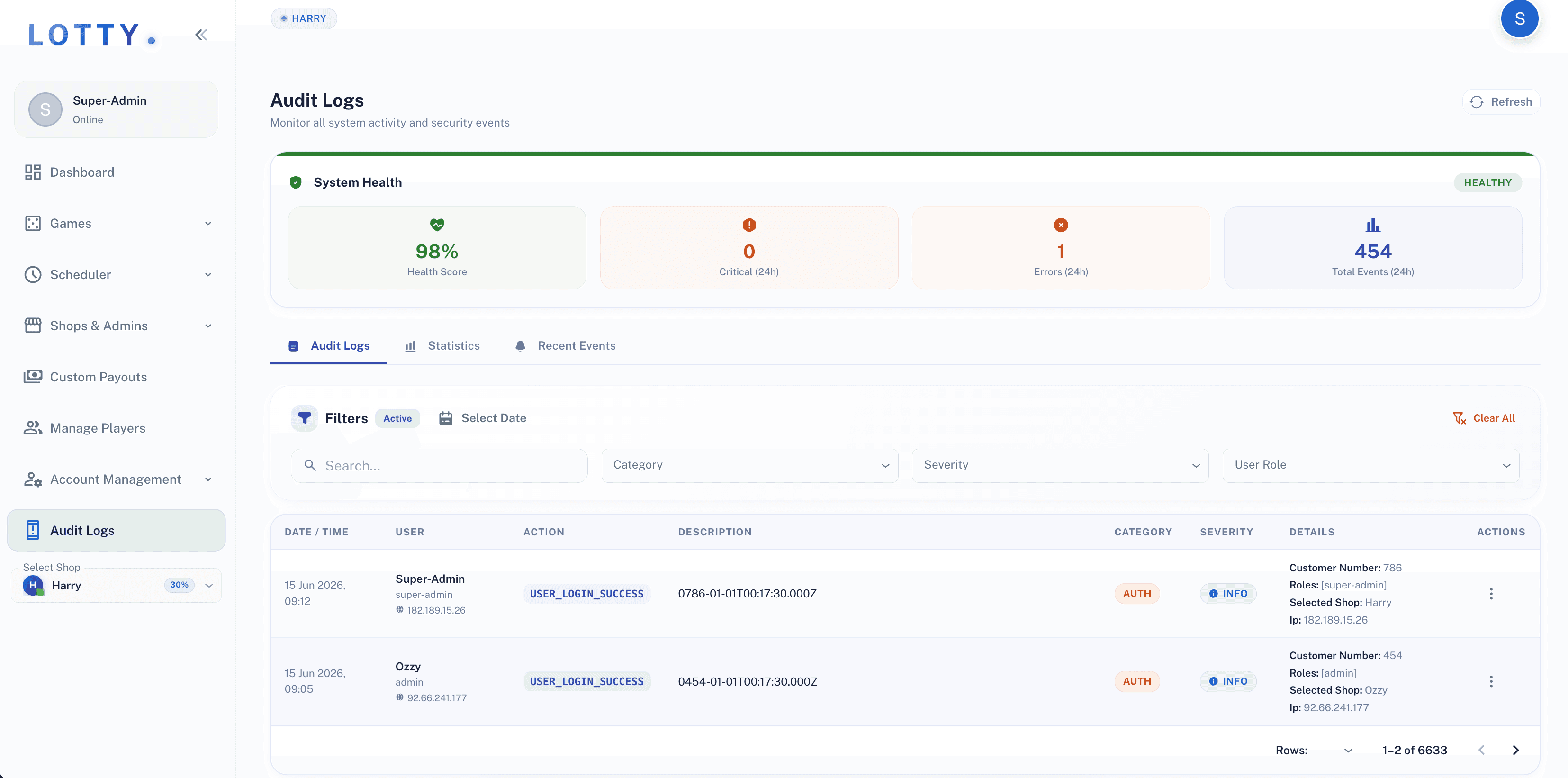 Lotty — High-Throughput Lottery & Betting Management Platform screenshot 3