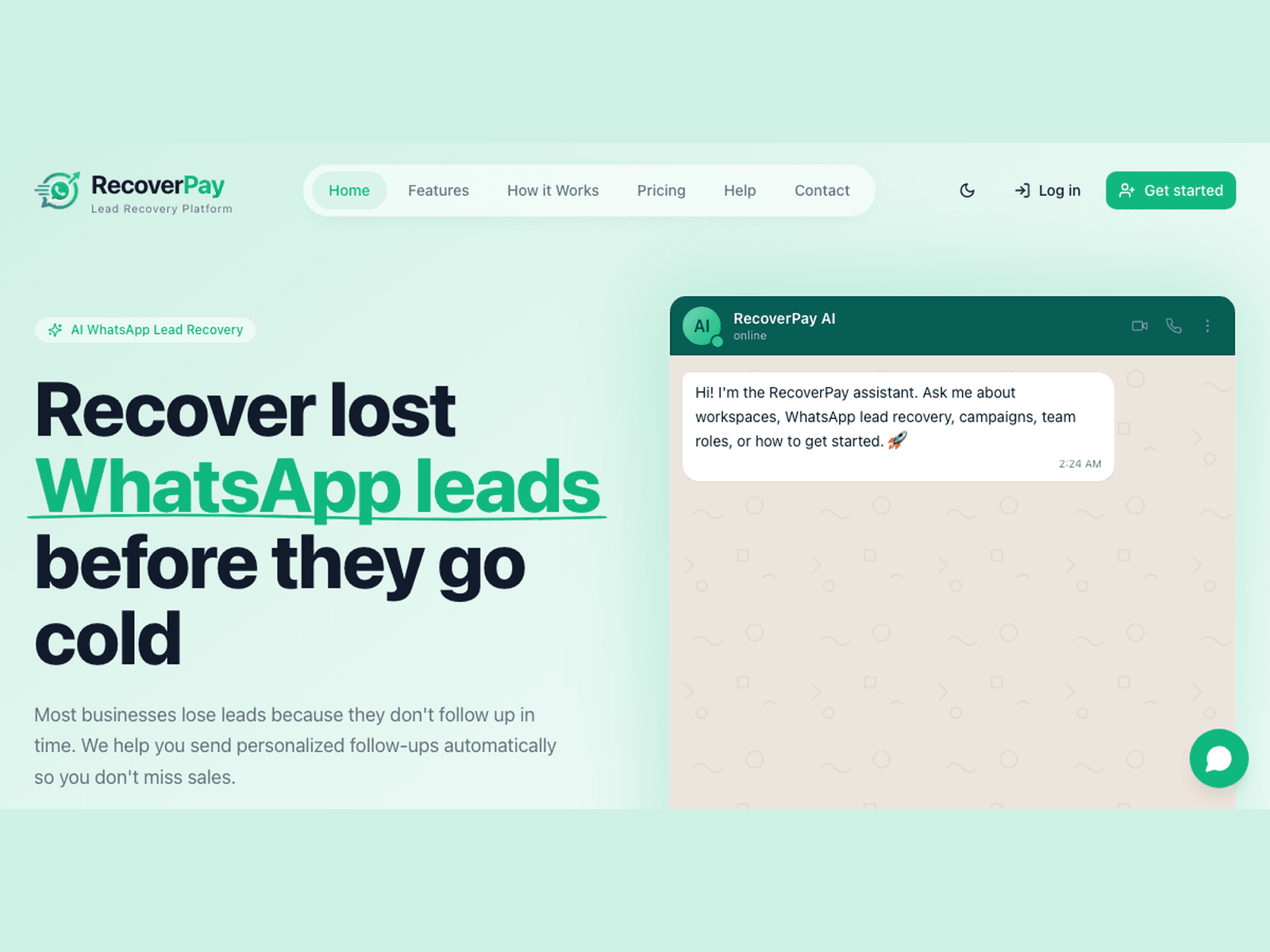 RecoverPay — WhatsApp Lead Recovery & Conversational CRM SaaS screenshot 2